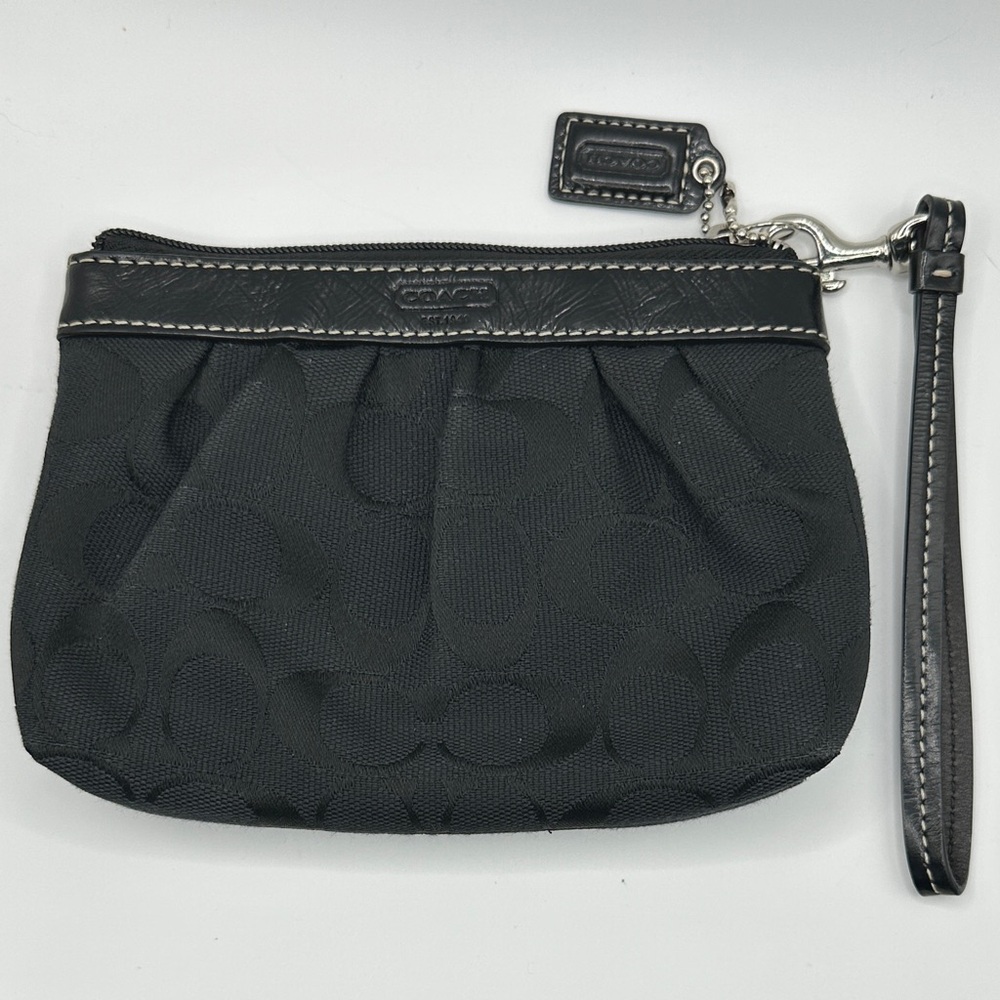 Coach Black Wristlet Jacquard Clutch - Women's Compact Wristlet